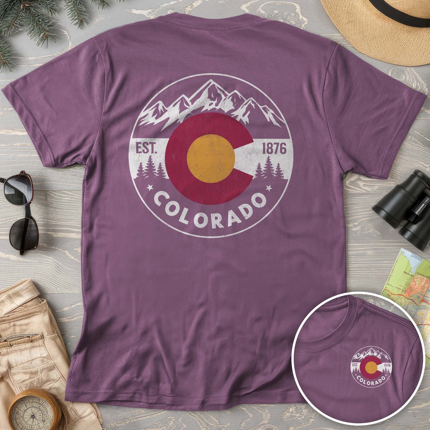 Colorado Flag Badge Textured Front/Back Comfort Colors T-Shirt