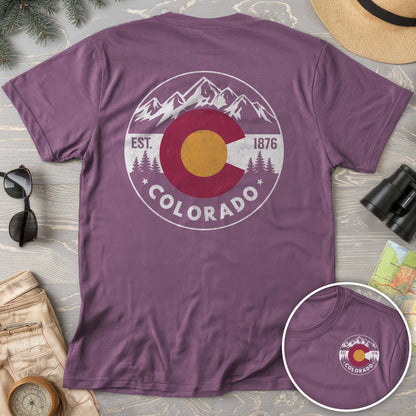 Colorado Flag Badge Textured Front/Back Comfort Colors T-Shirt