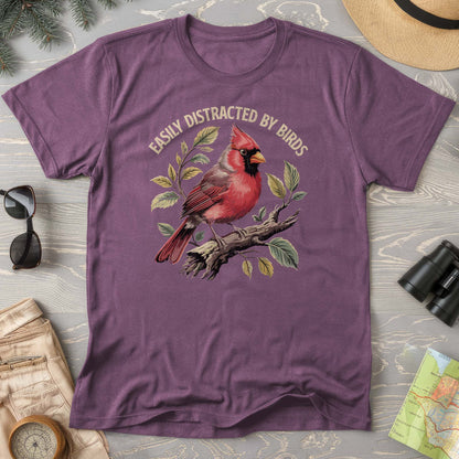 Easily Distracted By Birds Cardinal Comfort Colors T-Shirt