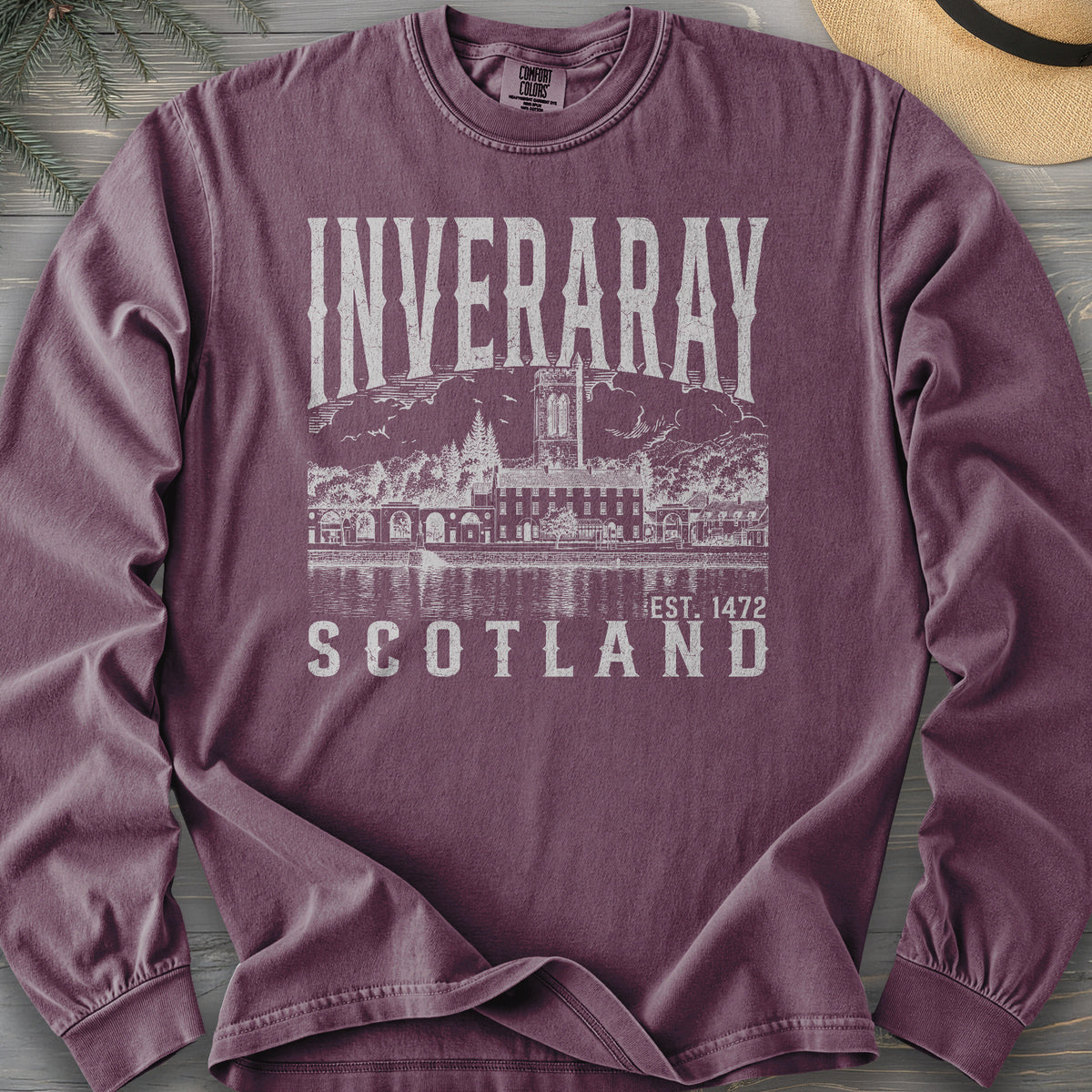 Inveraray Scotland Sketch Comfort Colors 6014 Long Sleeve