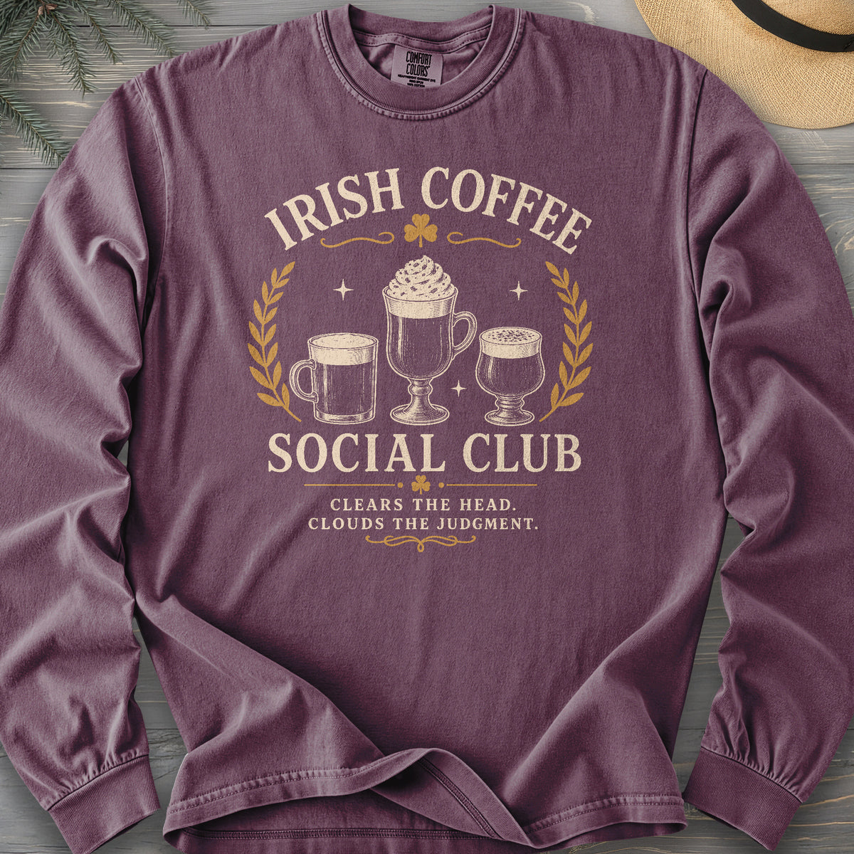 Irish Coffee Social Club Comfort Colors 6014 Long Sleeve