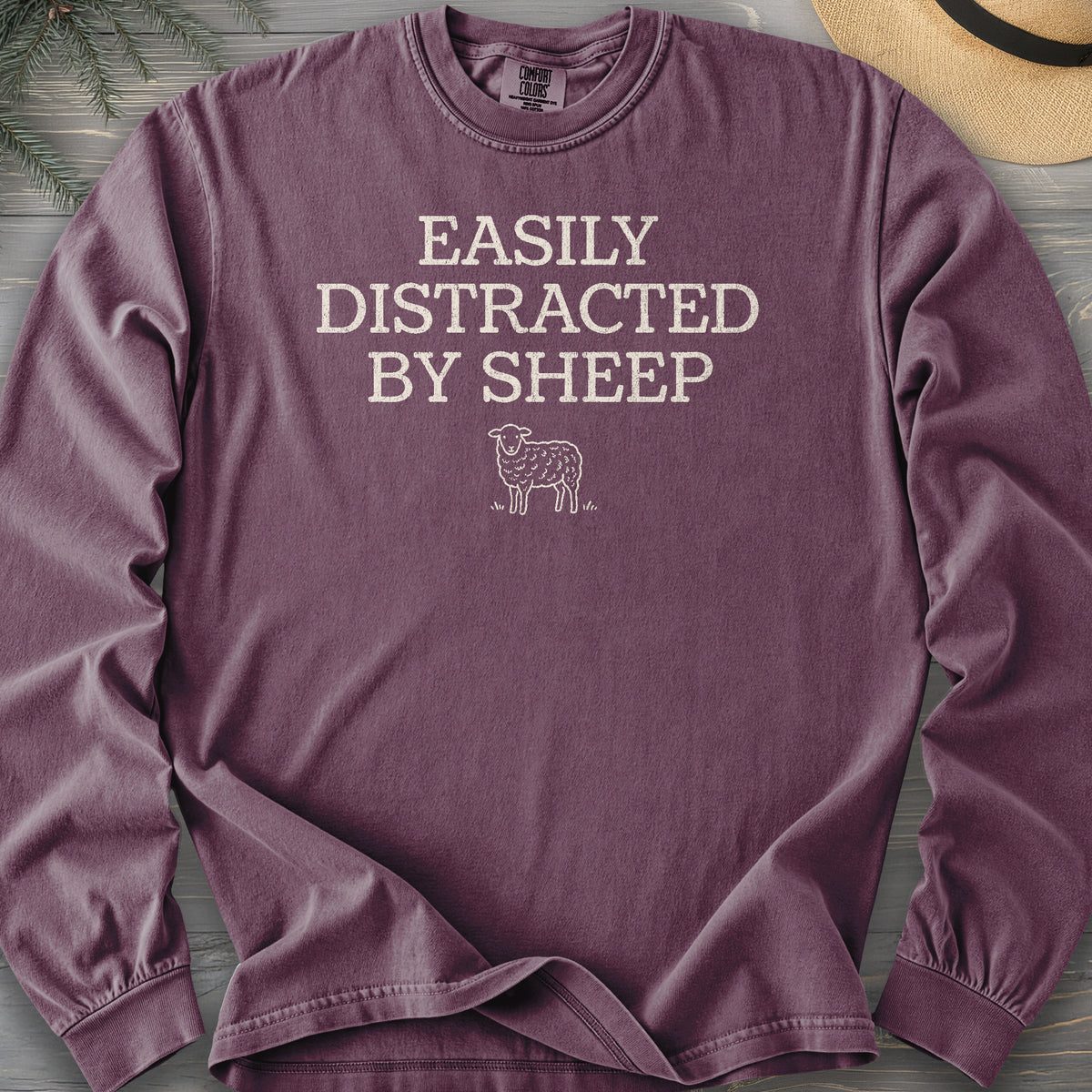 Easily Distracted By Sheep Comfort Colors 6014 Long Sleeve