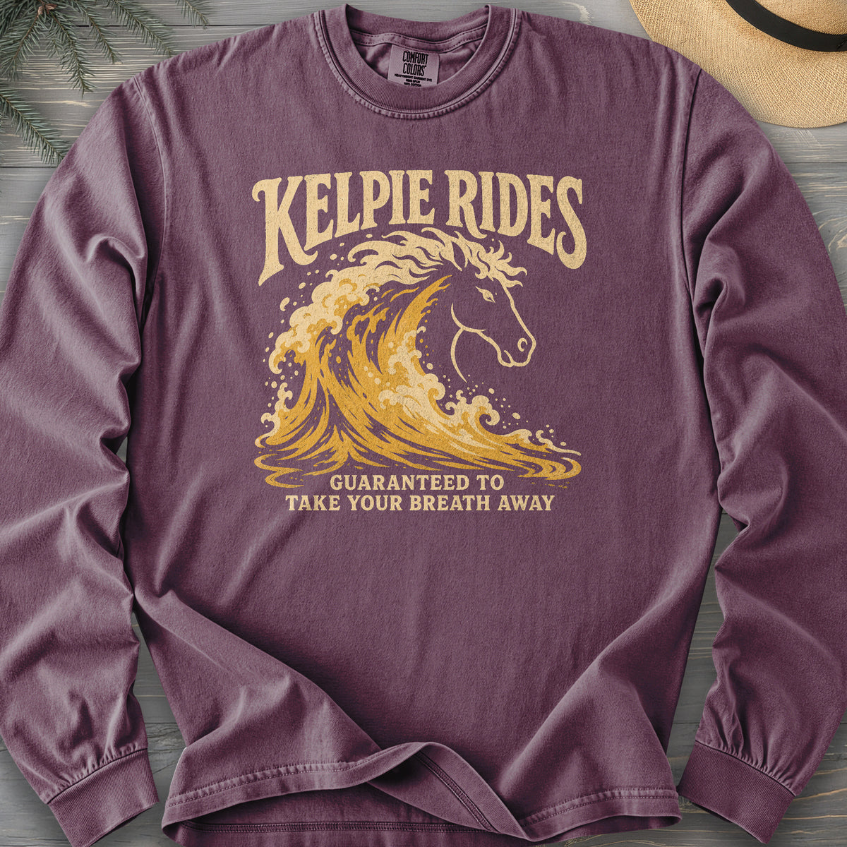 Kelpie Rides Retro Comfort Colors 6014 Long Sleeve