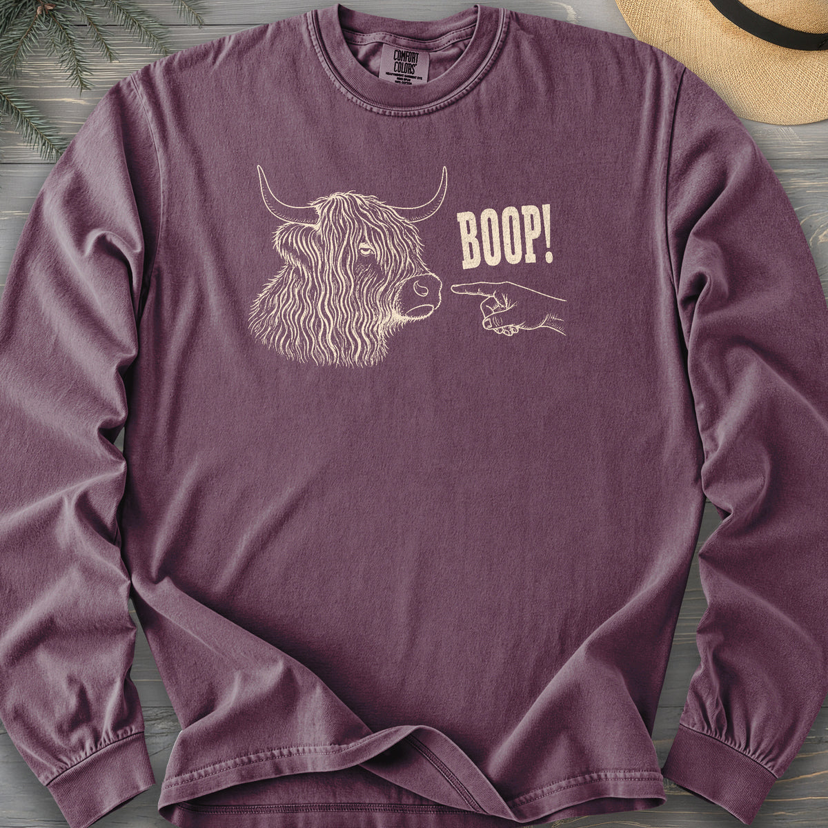 Boop Highland Coo Comfort Colors 6014 Long Sleeve