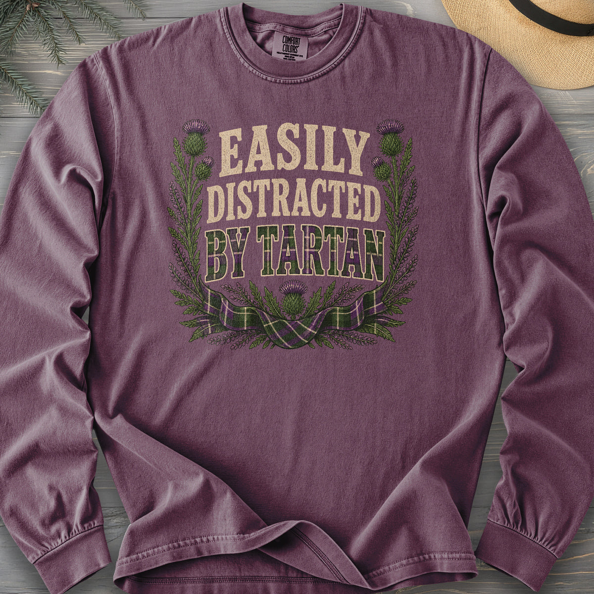 Easily Distracted By Tartan Comfort Colors 6014 Long Sleeve