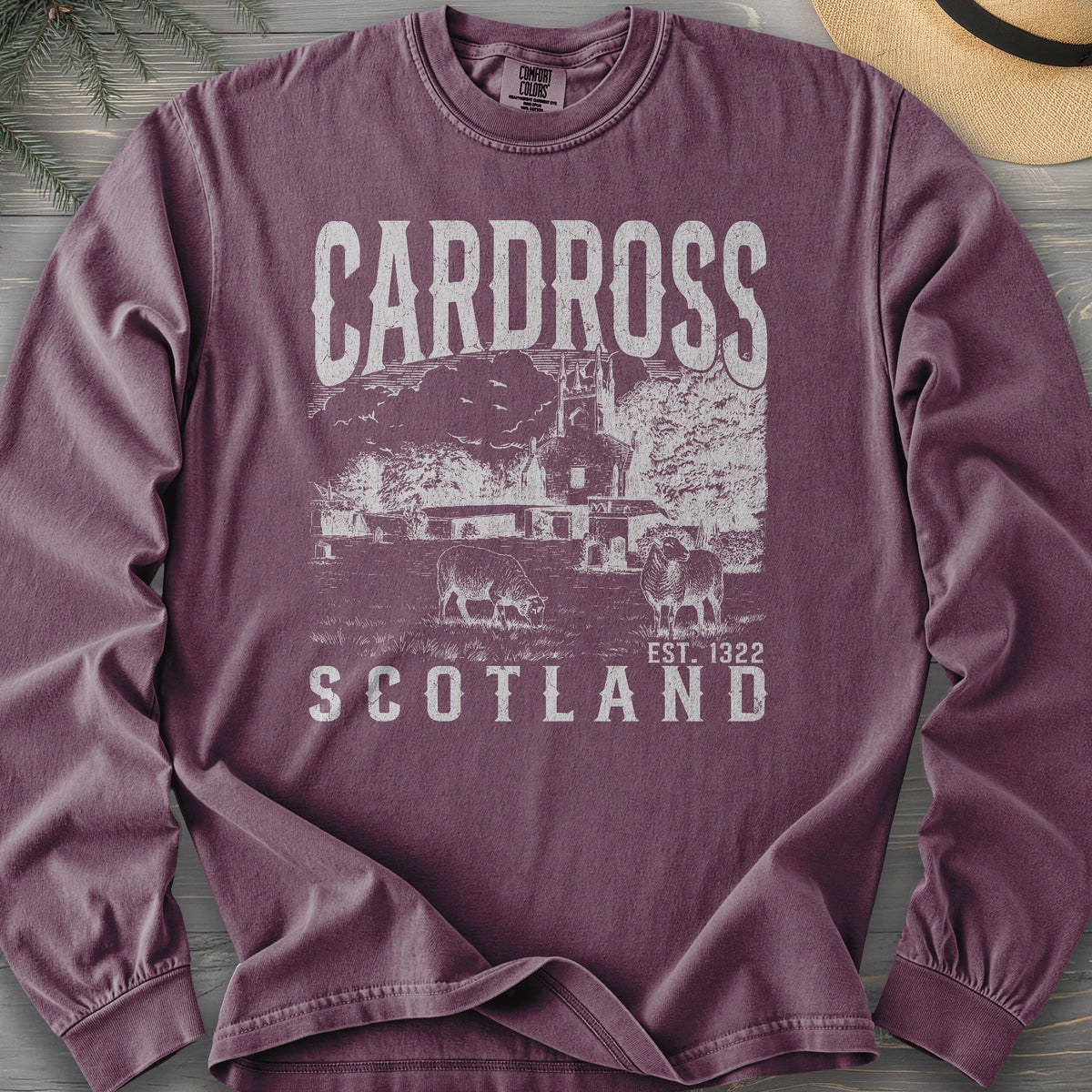 Cardross Scotland Sketch Comfort Colors 6014 Long Sleeve