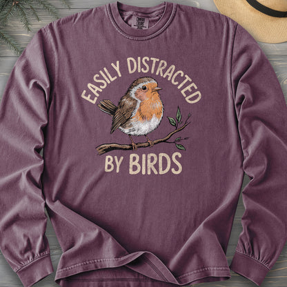 Easily Distracted By Birds Robin Textured Long Sleeve Shirt