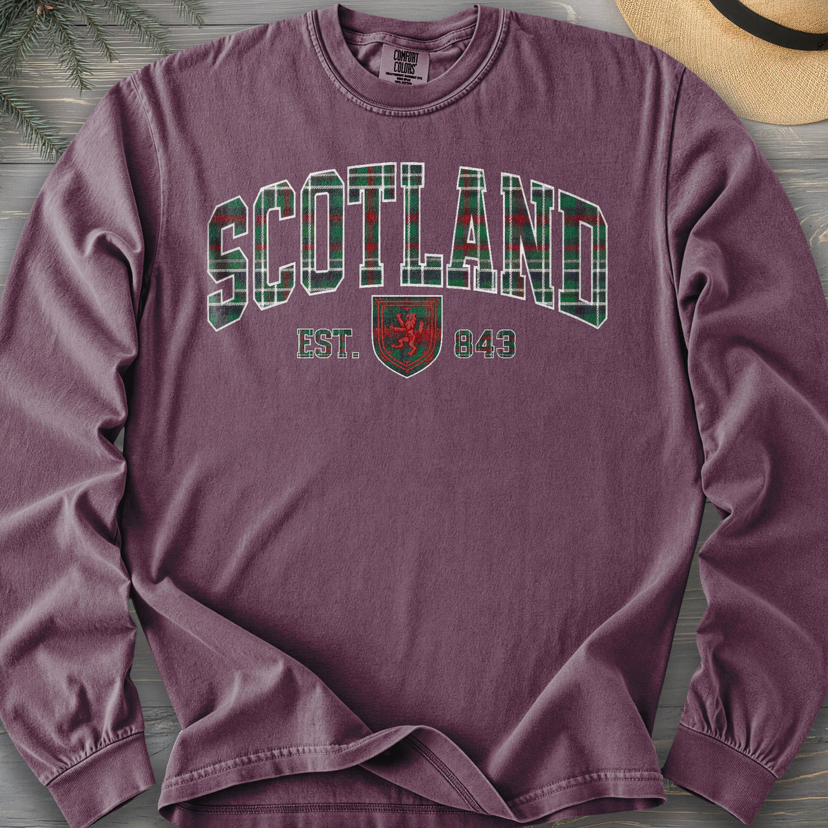 Scotland Plaid Varsity Long Sleeve Shirt