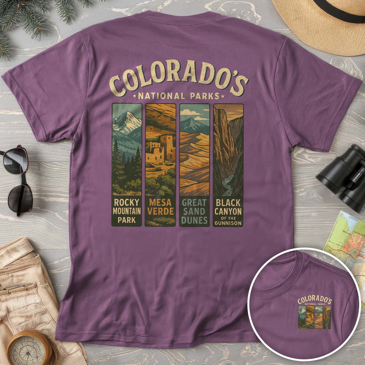 Colorado National Parks Vertical Front/Back Print Comfort Colors T-Shirt