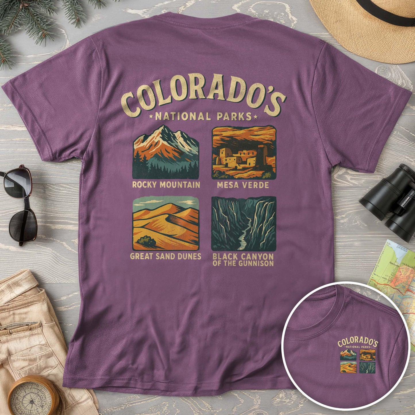 Colorado National Parks Front/Back Print Comfort Colors T-Shirt