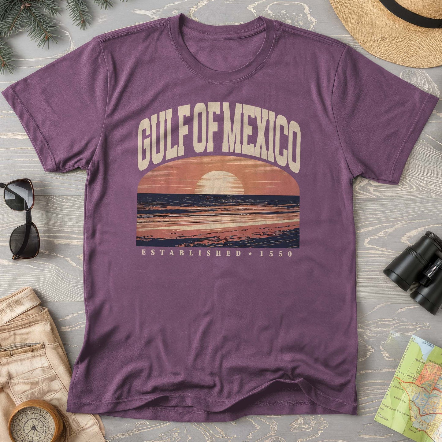 Bargain Bin Overstock! Gulf of Mexico Varsity Sunset Comfort Colors T-Shirt