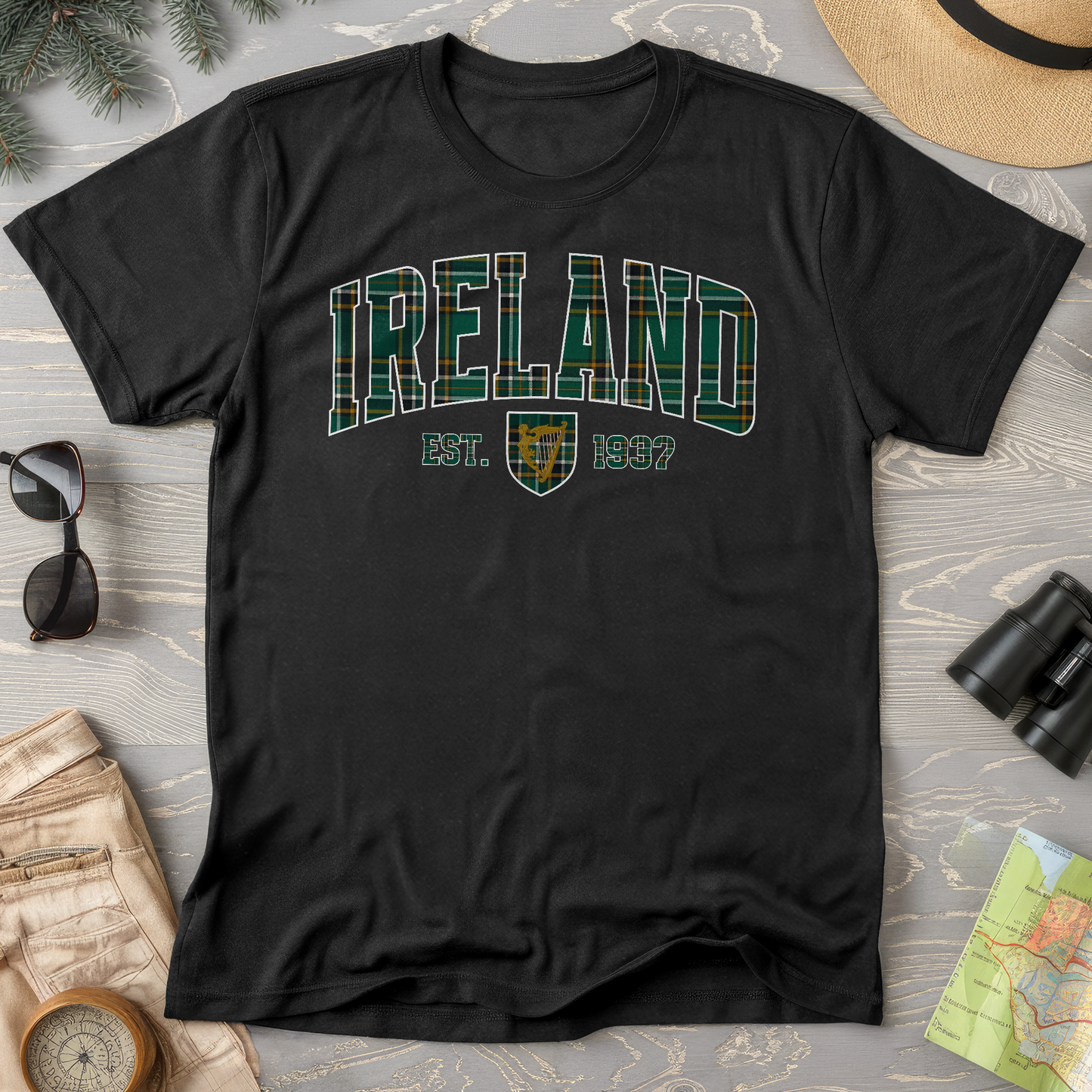 Ireland Tartan Varsity Comfort Colors T-Shirt