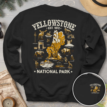 Yellowstone National Park Vintage Front/Back Print Sweatshirt