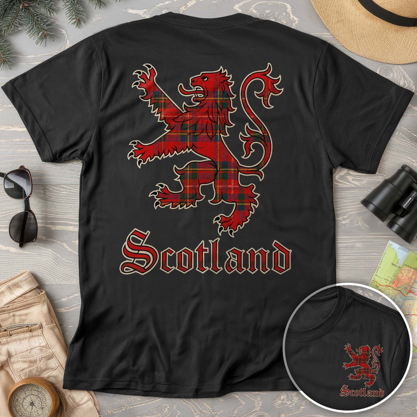 Scotland Tartan Lion Front/Back Print T-shirt