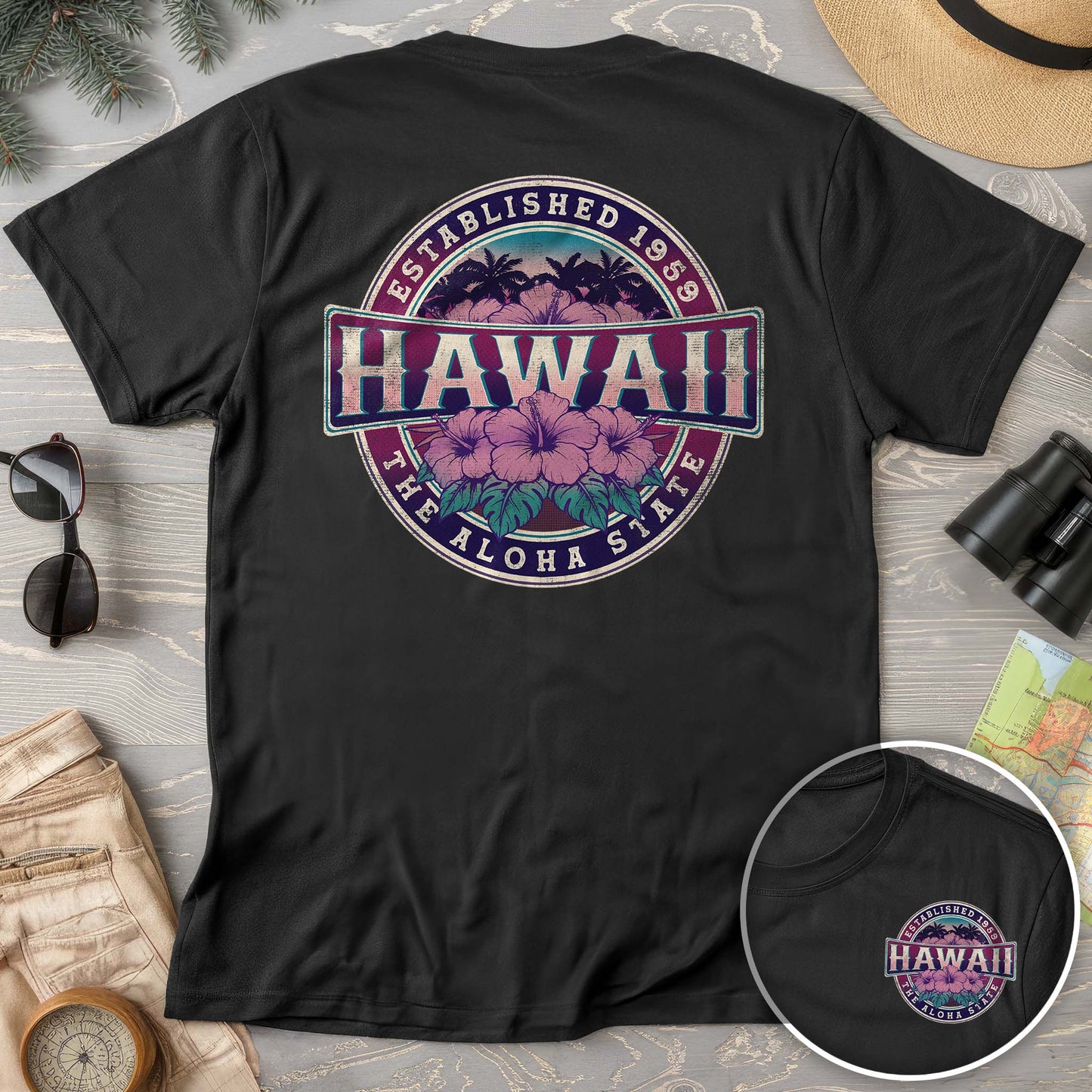 Hawaii Badge Front/Back Print Comfort Colors T-shirt