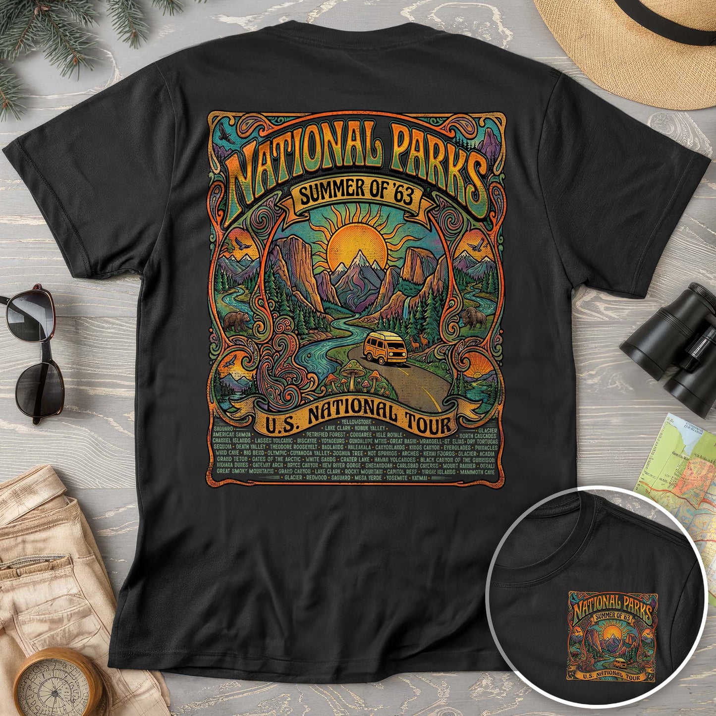National Parks Summer Tour Front/Back Print T-Shirt