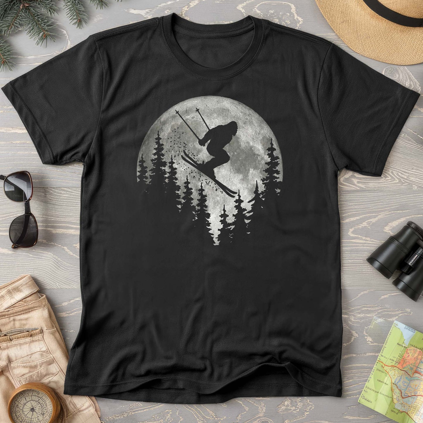 Bigfoot Ski Moon Comfort Colors T-shirt