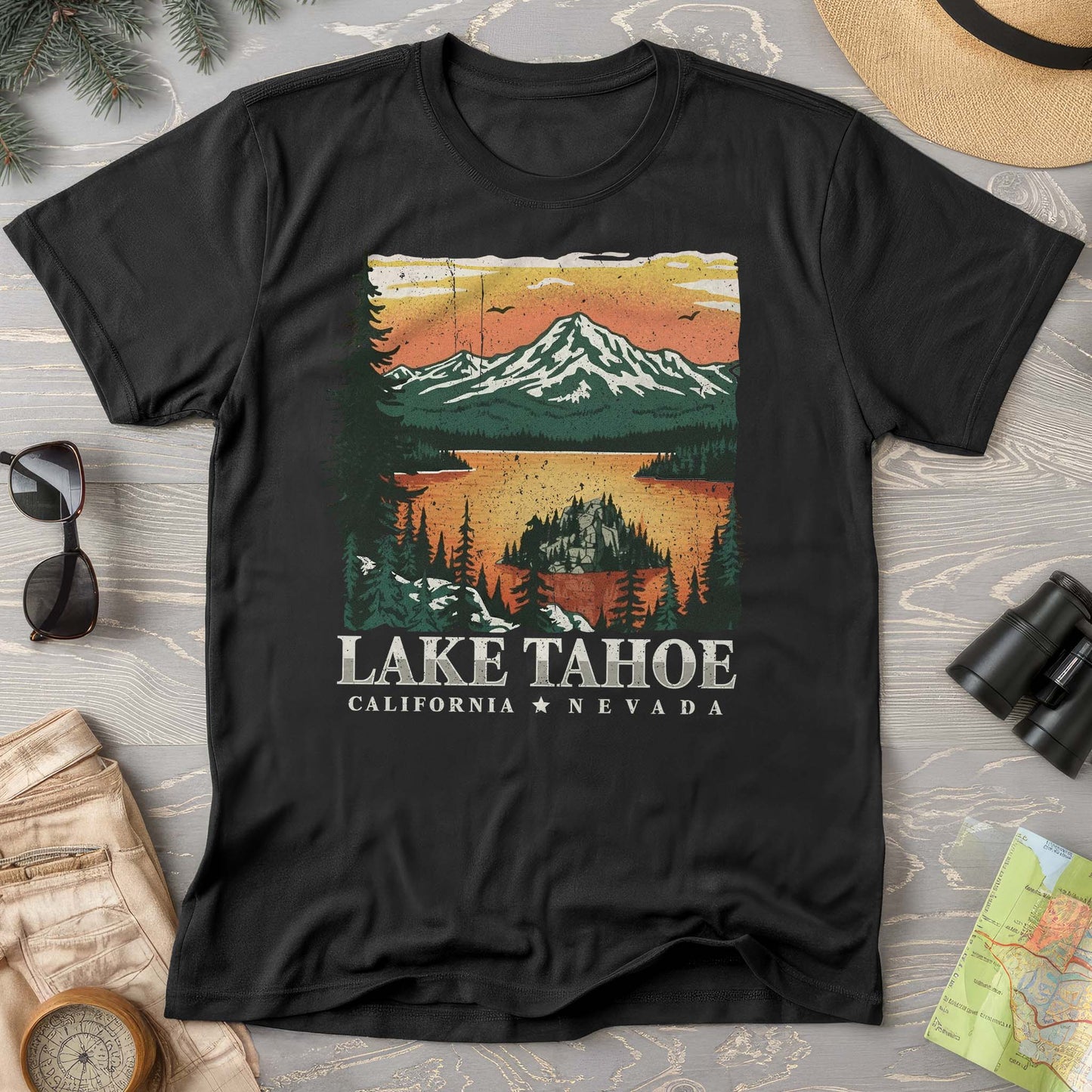 Lake Tahoe Emerald Bay Sunset Comfort Colors T-shirt