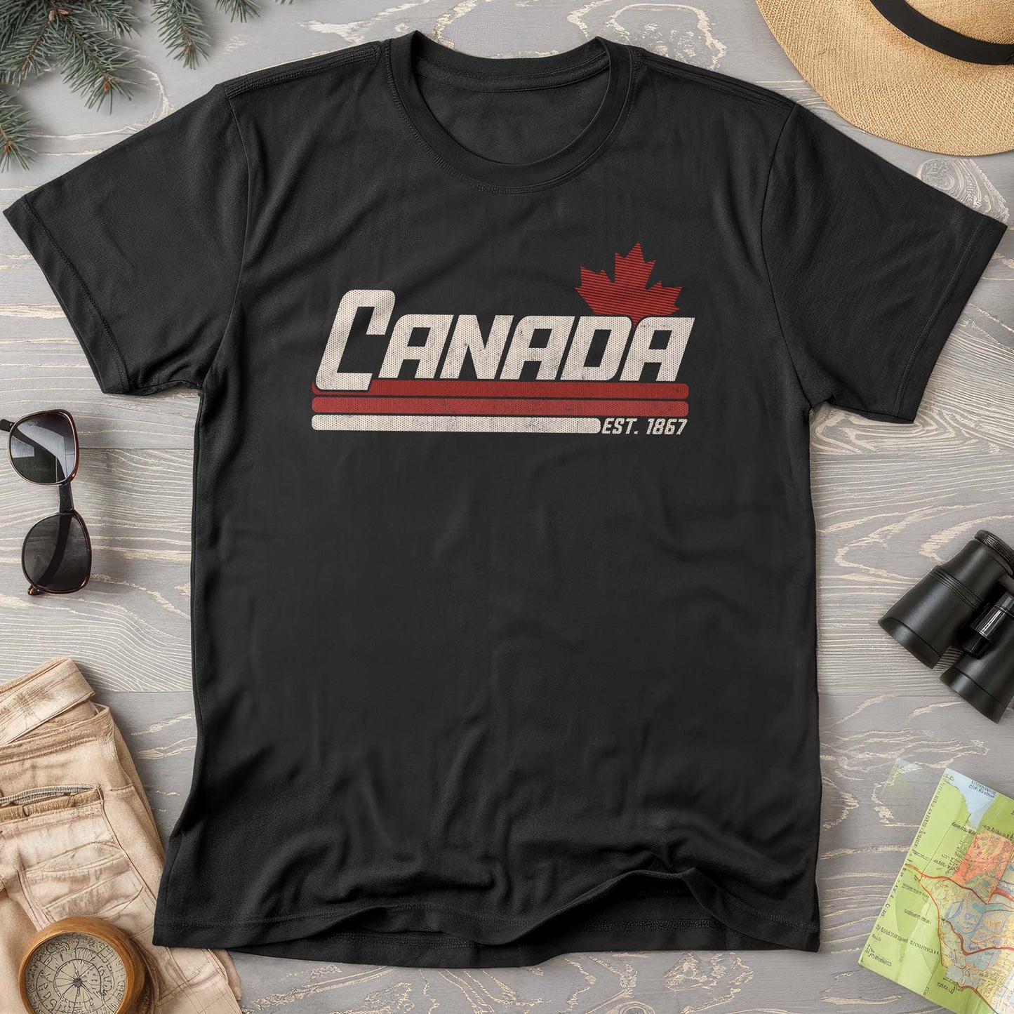 Canada Retro Stripe Comfort Colors T-shirt