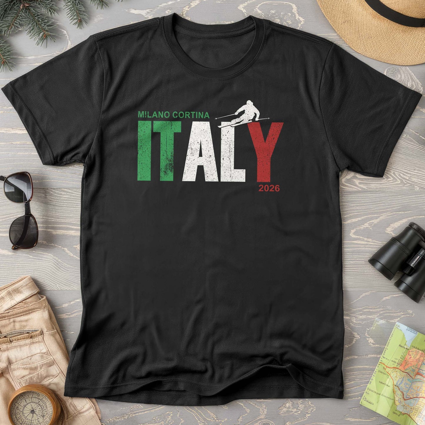 Bargain Bin Overstock! Milano Cortina Skier T-Shirt
