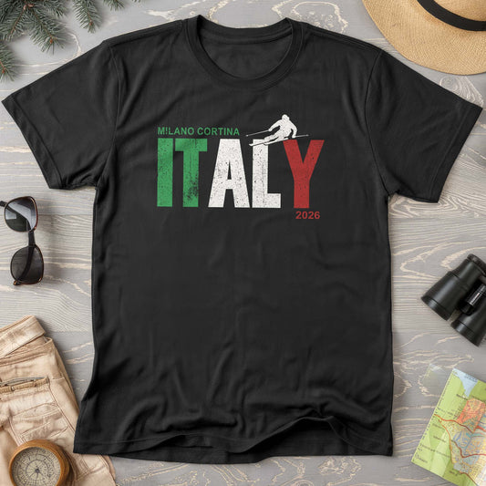Bargain Bin Overstock! Milano Cortina Skier T-Shirt