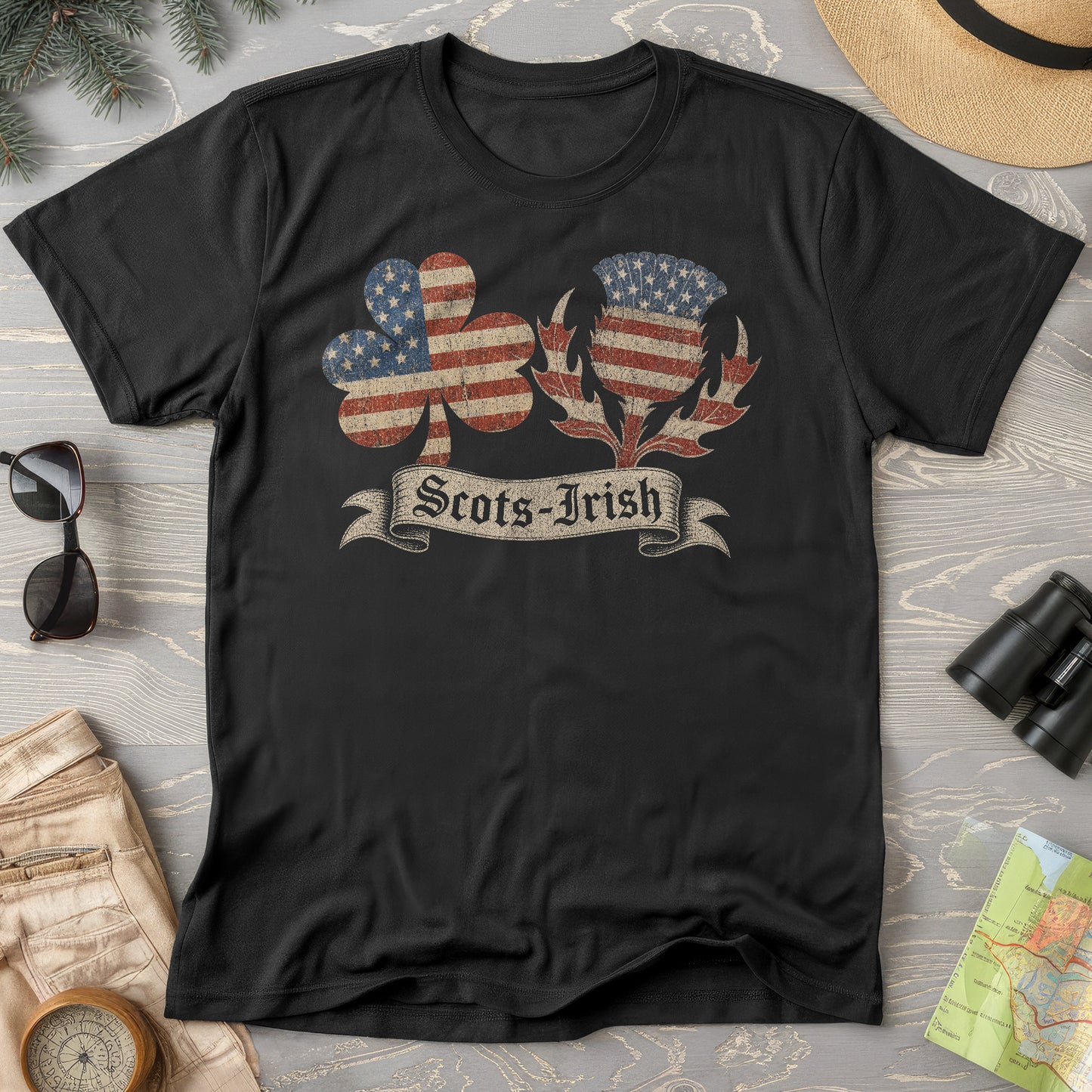 Scots-Irish Clover Thistle Flag T-Shirt