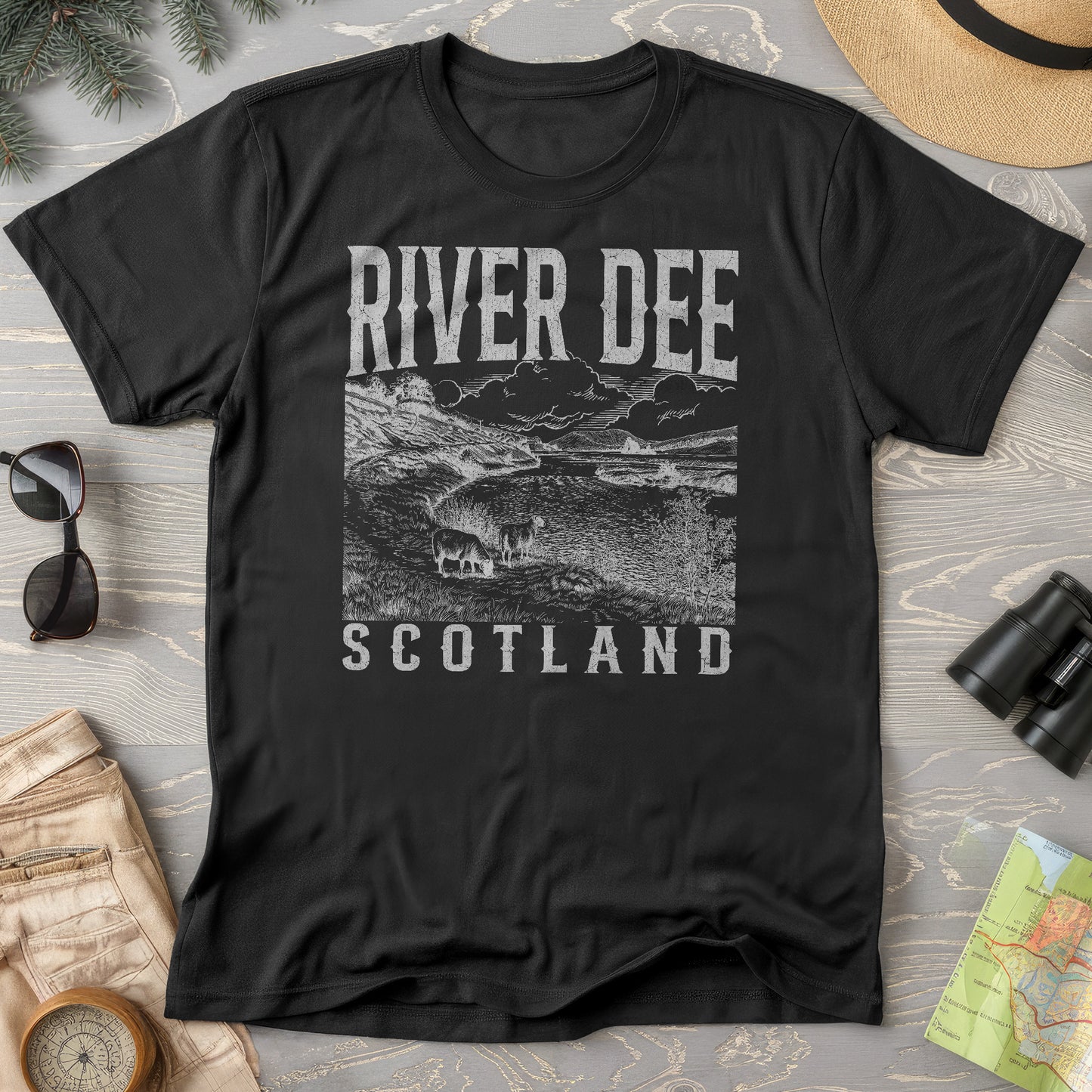 River Dee Scotland Sketch T-Shirt