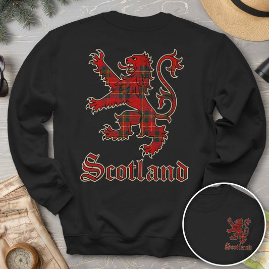 Scotland Tartan Lion Front/Back Print Sweatshirt