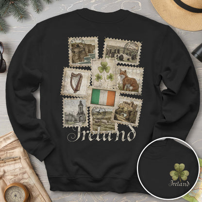 Ireland Vintage Stamps Front/Back Print Sweatshirt