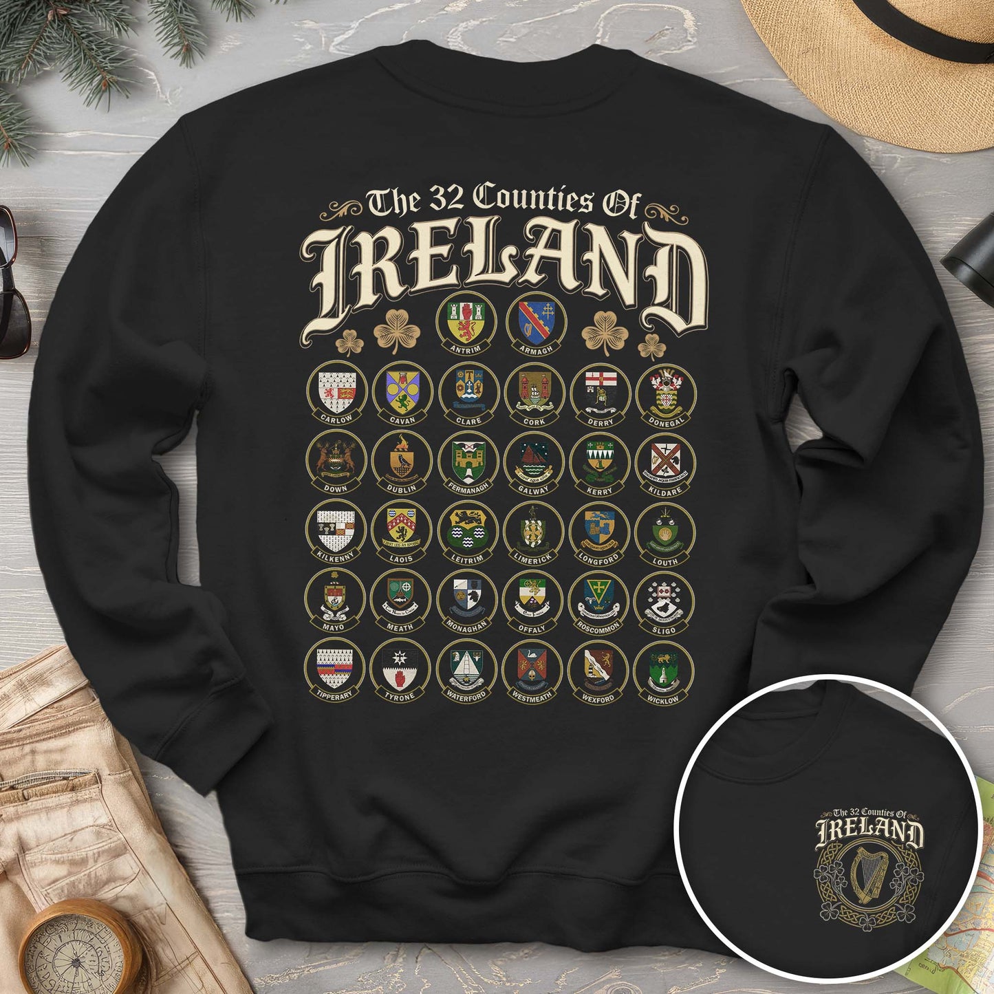 Ireland County Crests Front/Back Print Sweatshirt