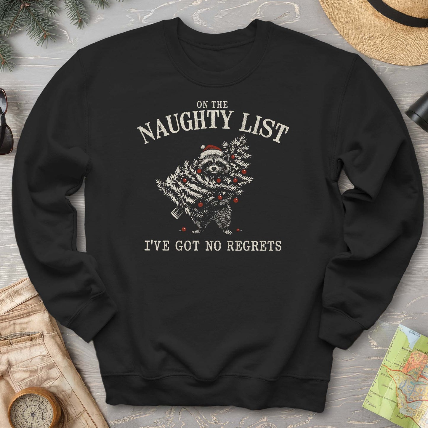 Naughty List Racoon Xmas Sweatshirt