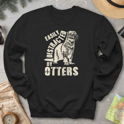 Easily Distracted By Otters Vintage Print Sweatshirt