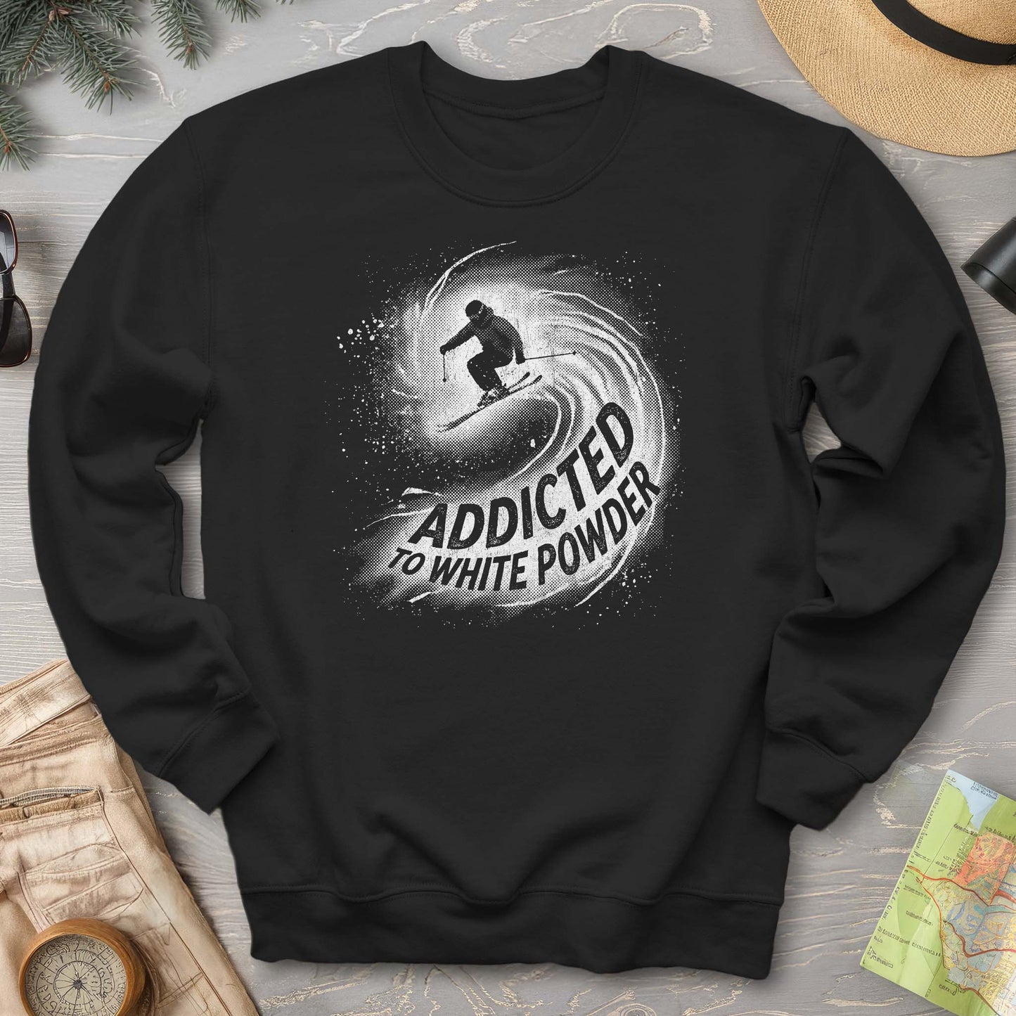 White Powder Skiing  Sweatshirt