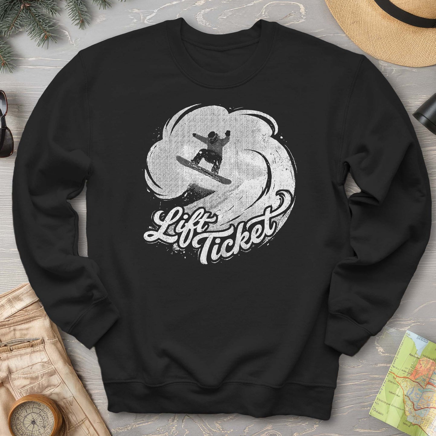 Lift Ticket Snowboard Sweatshirt