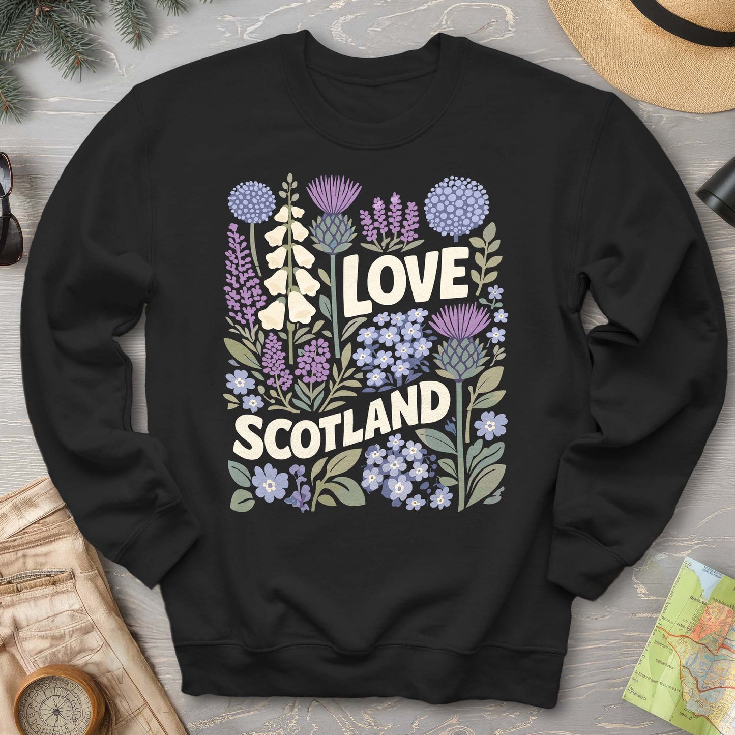 Love Scotland Flowers Sweatshirt