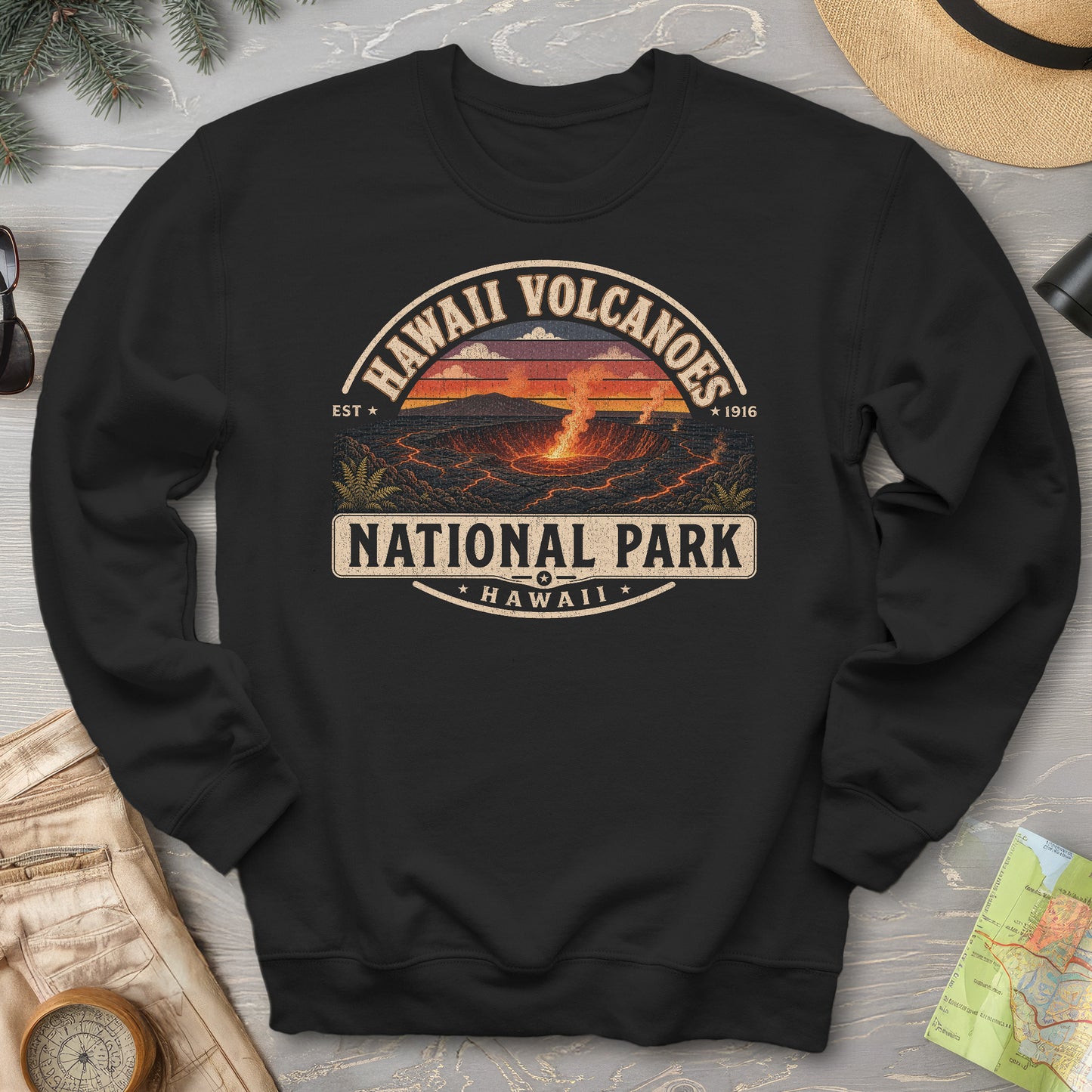 Hawaii Volcanoes Medallion Sweatshirt