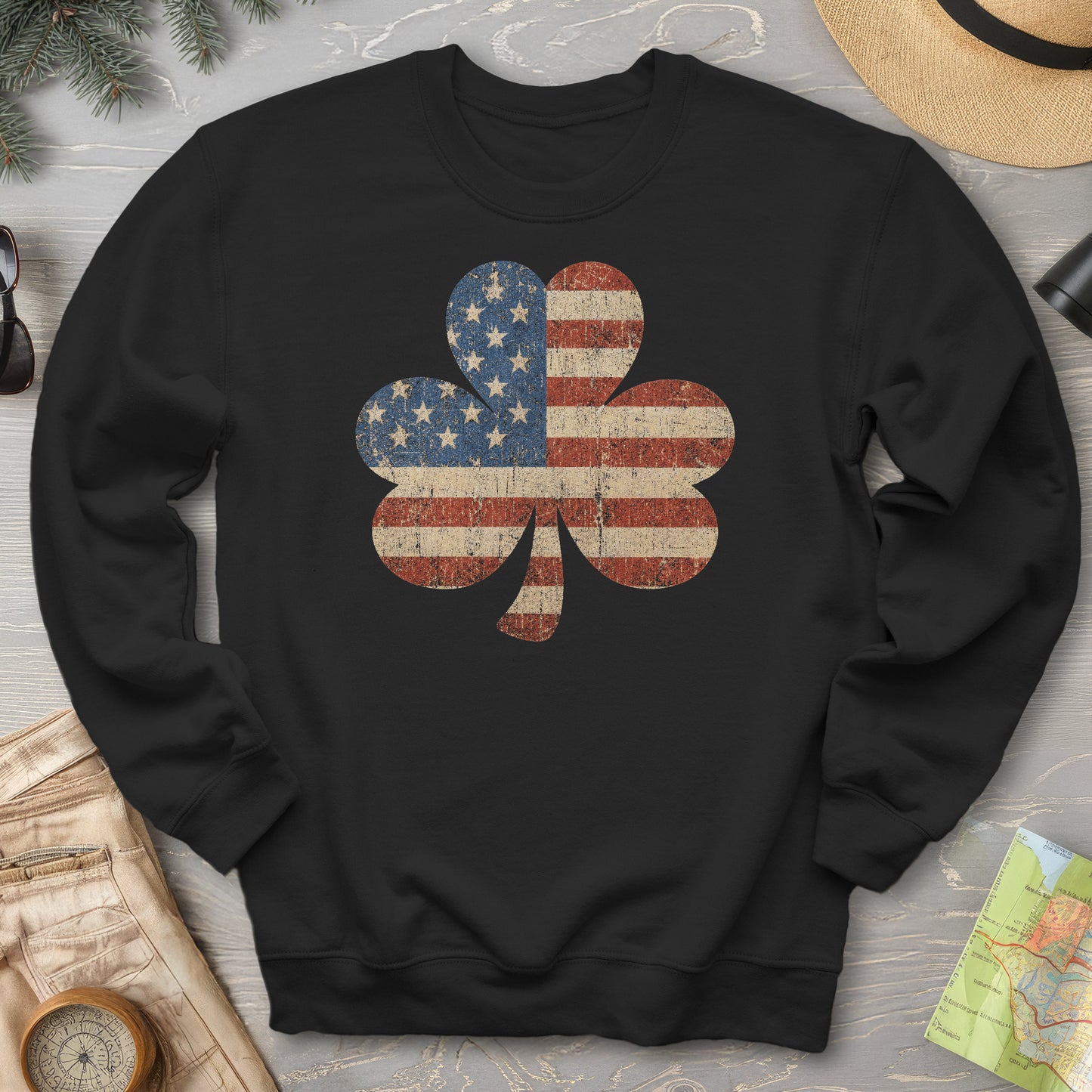 Vintage Flag Shamrock Sweatshirt