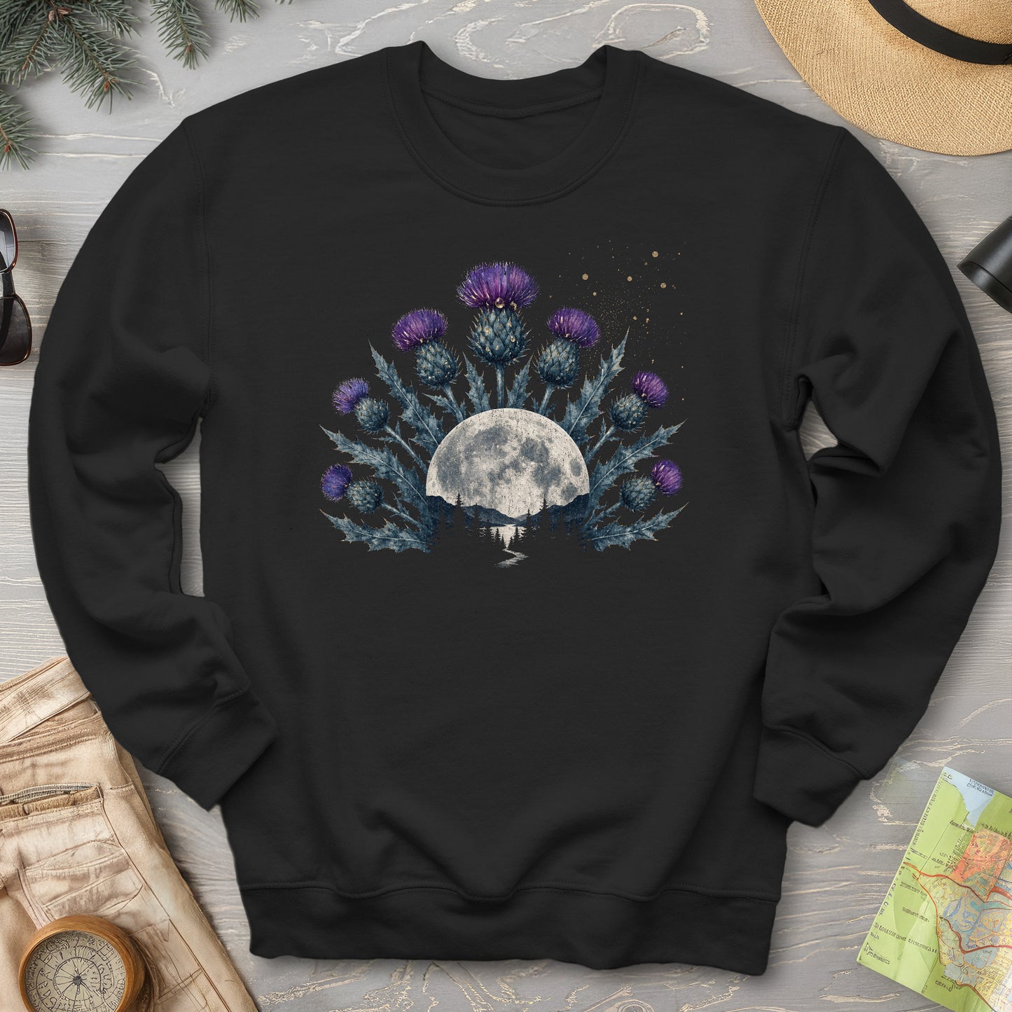 Moonlit Highland Thistles Sweatshirt