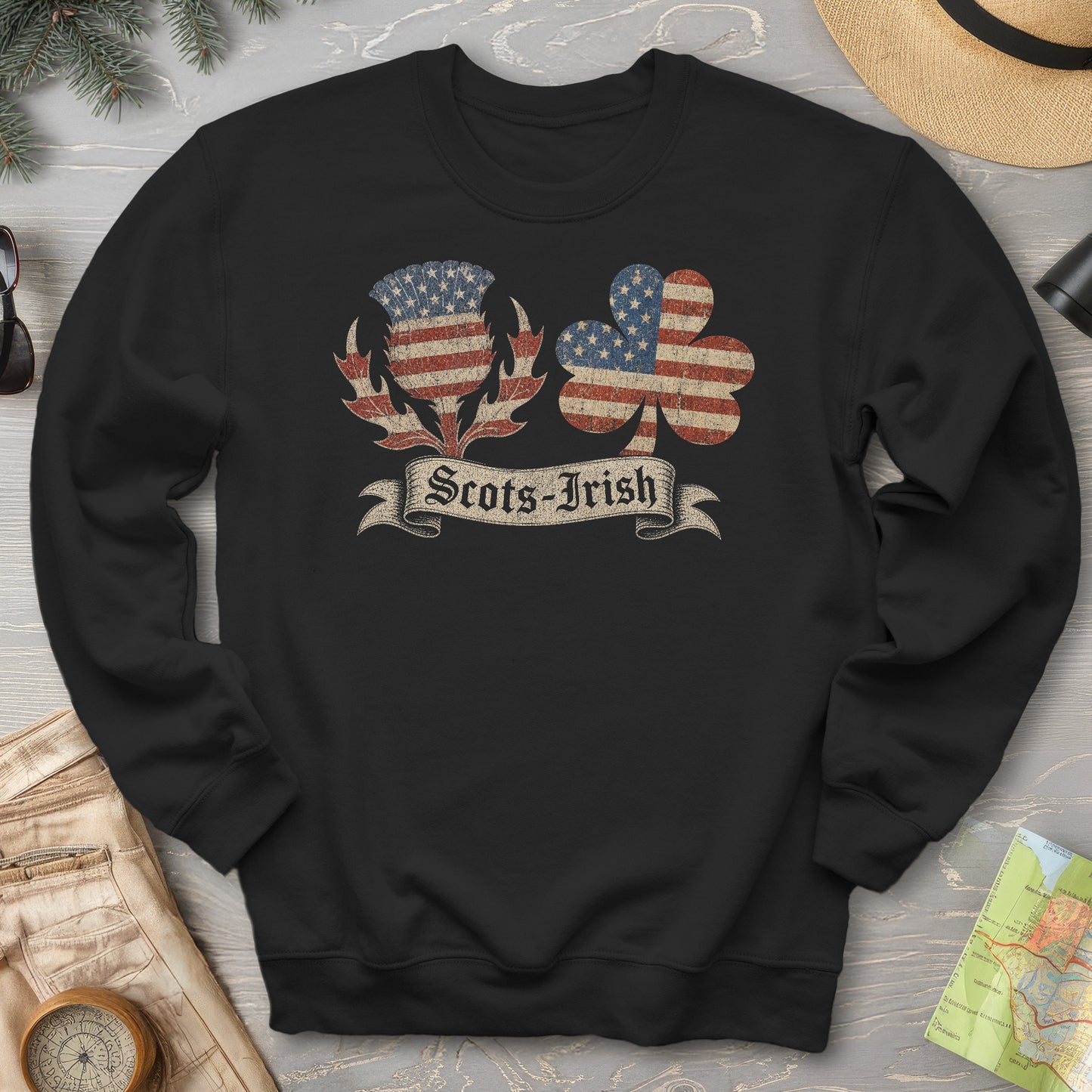 Scots-Irish Clover Thistle Flag Sweatshirt