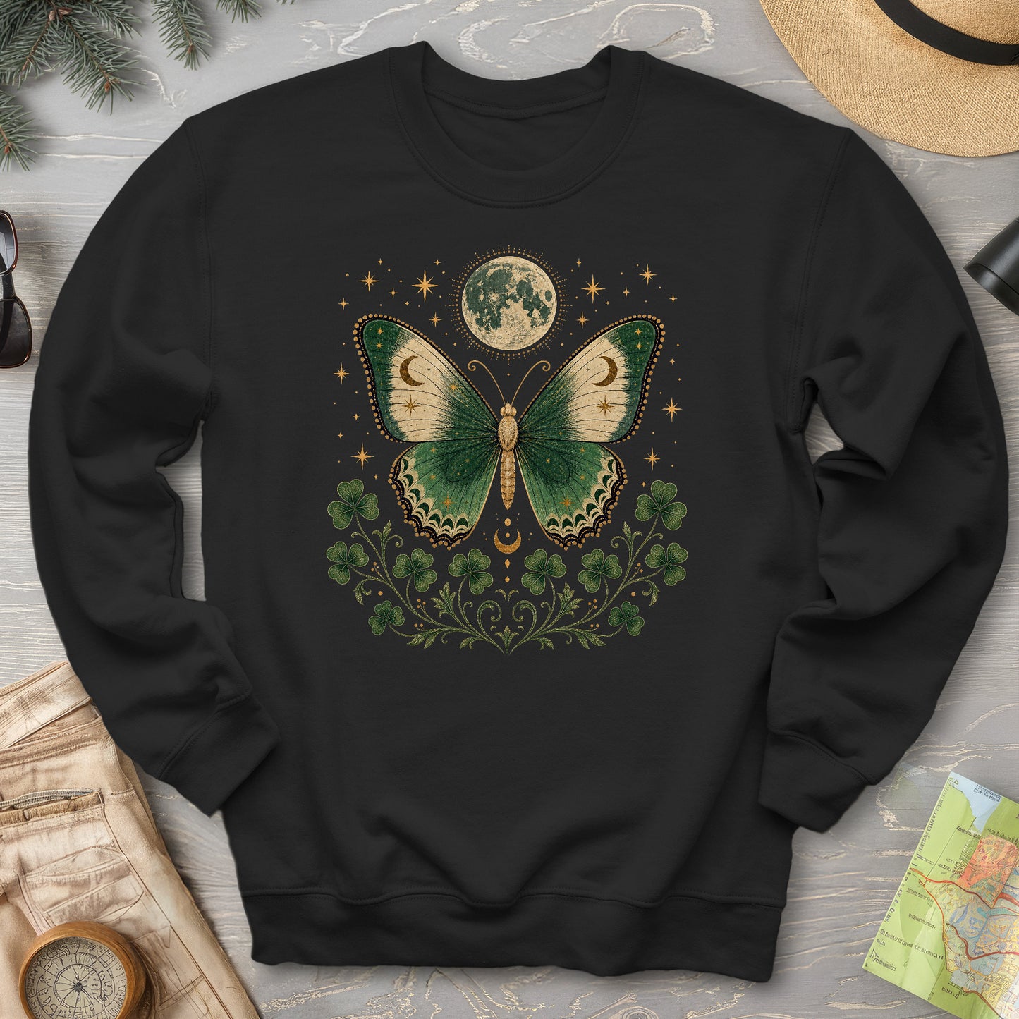 Shamrock Moon Butterfly Sweatshirt