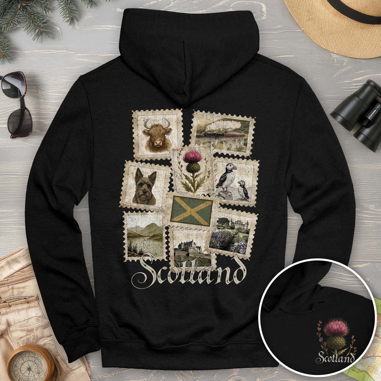 Scotland Vintage Stamps Hoodie