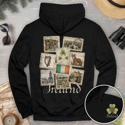 Ireland Vintage Stamps Front/Back Print Hoodie