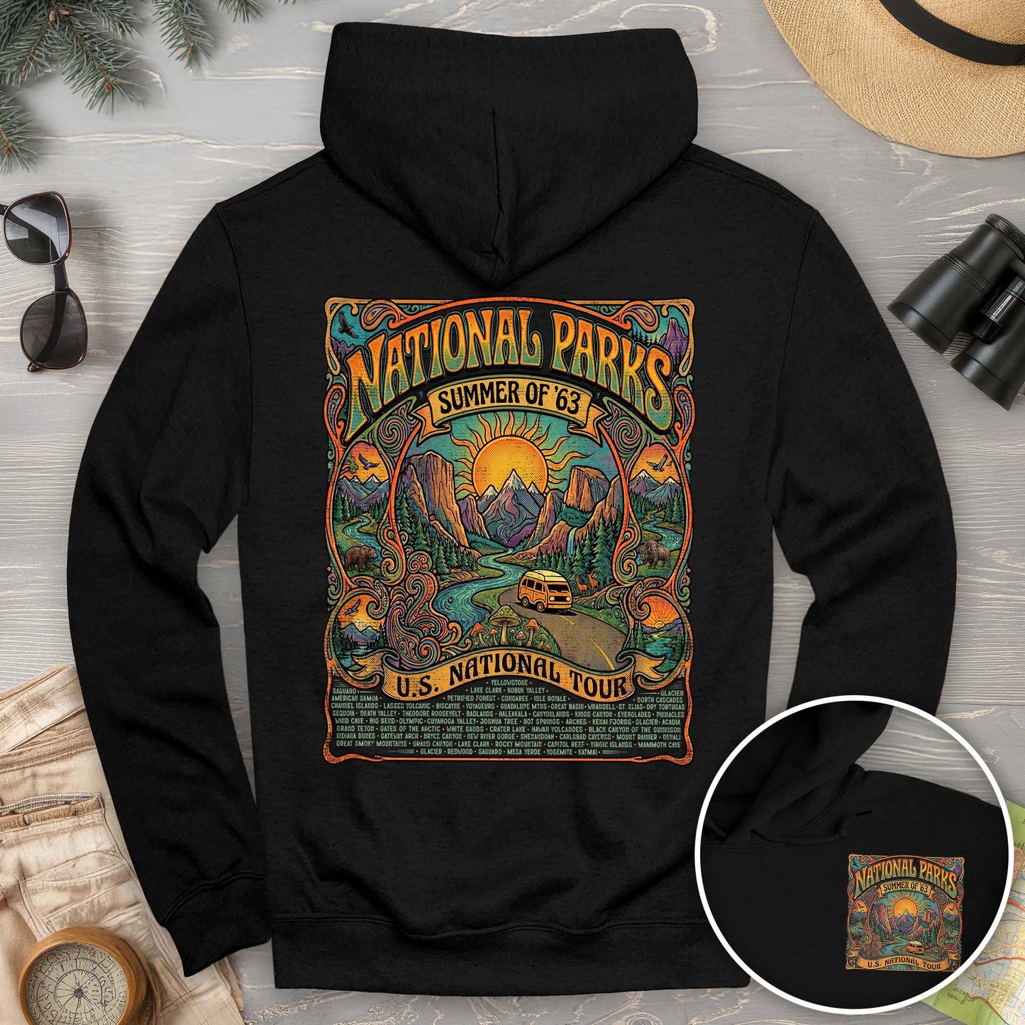 National Parks Summer Tour Front/Back Print Hoodie