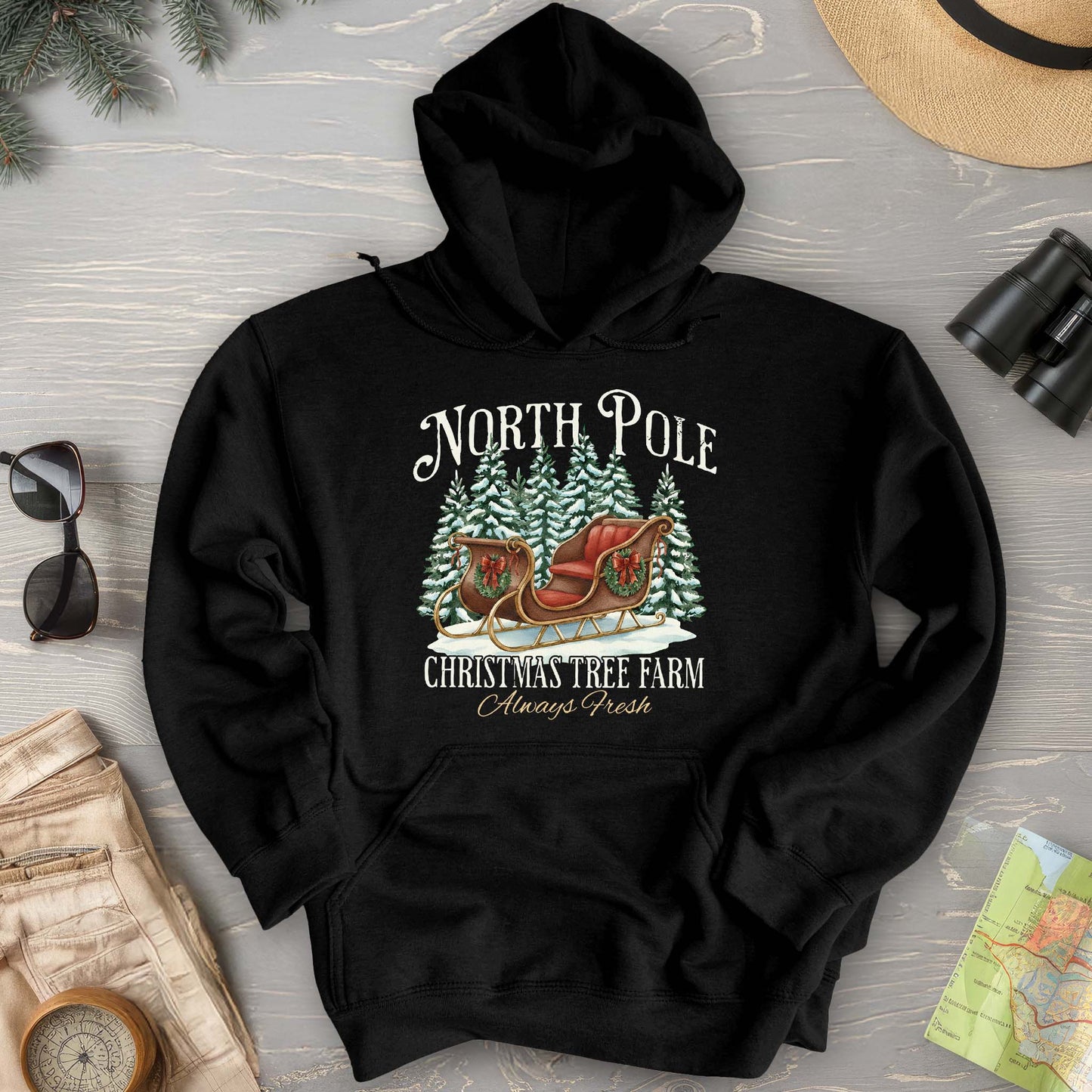 North Pole Christmas Tree Farm Hoodie