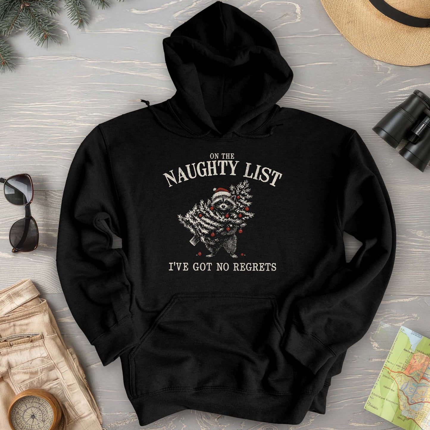 Naughty List Racoon Xmas Hoodie
