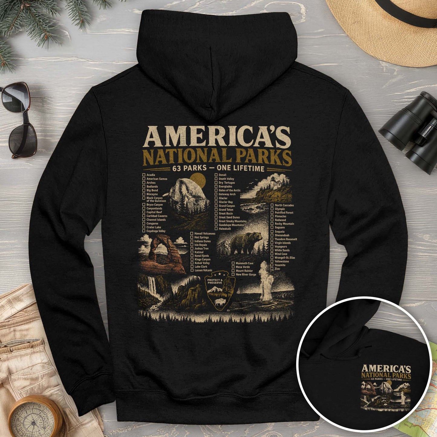 Vintage Parks Checklist Front/Back Print Hoodie