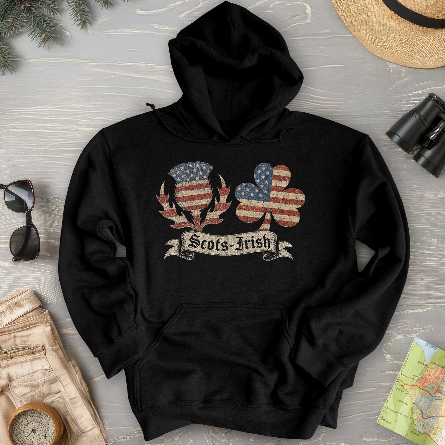 Scots-Irish Clover Thistle Flag Hoodie