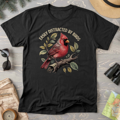 Easily Distracted By Birds Cardinal Comfort Colors T-Shirt