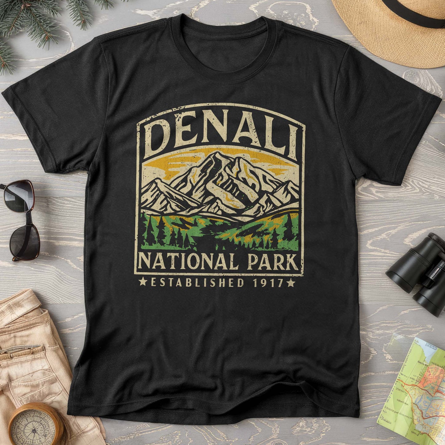 Denali National Park "Vintage Badge" Comfort Colors T-Shirt