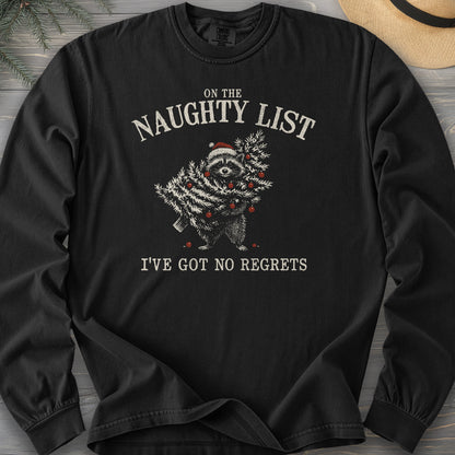 Naughty List Racoon Xmas Long Sleeve Shirt